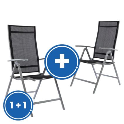 Zahradní židle Conrado 1 + 1 ZDARMA, černá / šedá