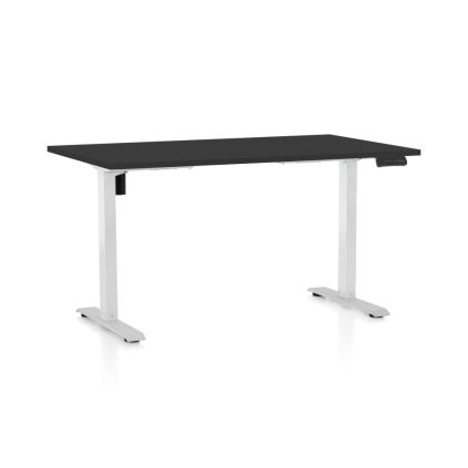 Výškově nastavitelný stůl OfficeTech B, 140 x 80 cm, bílá podnož, černá