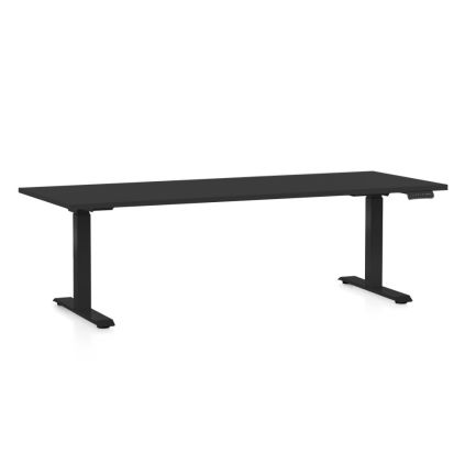 Výškově nastavitelný stůl OfficeTech D, 200 x 80 cm, černá podnož, černá