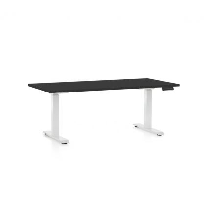 Výškově nastavitelný stůl OfficeTech C, 160 x 80 cm, bílá podnož, černá