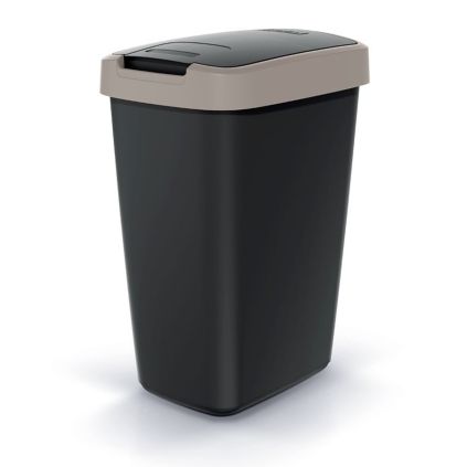 Odpadkový koš s barevným víkem, 12 l, hnědá / černá