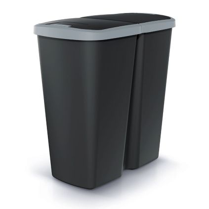 Odpadkový koš DUO černý, 45 l, šedá / černá