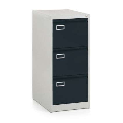 Kovová kartotéka A4 - 3 zásuvky, 45,5 x 62 x 101,5 cm, cylindrický zámek, antracitová - ral 7016