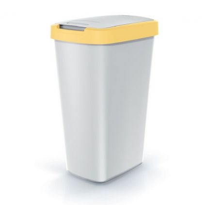 Odpadkový koš s barevným víkem, 45 l, žlutá / šedá