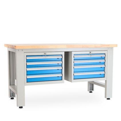 Dílenský stůl Solid OAK-44, 150 cm, 2 závěsné boxy, dub
