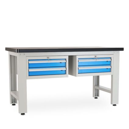 Dílenský stůl Solid MDF-22, 150 cm, 2 závěsné boxy, černá