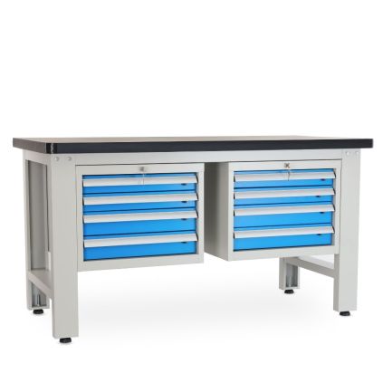 Dílenský stůl Solid MDF-44, 150 cm, 2 závěsné boxy, černá