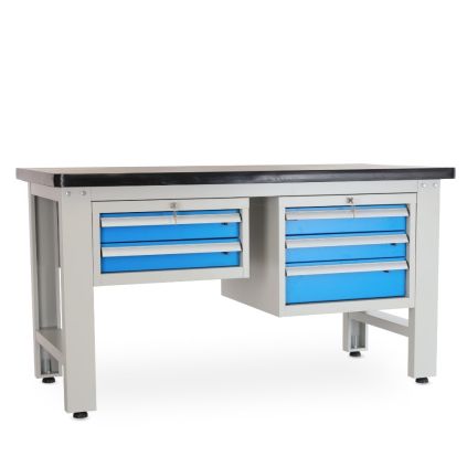 Dílenský stůl Solid MDF-23, 150 cm, 2 závěsné boxy, černá