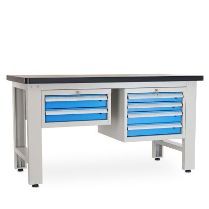 Dílenský stůl Solid MDF-24, 150 cm, 2 závěsné boxy, černá