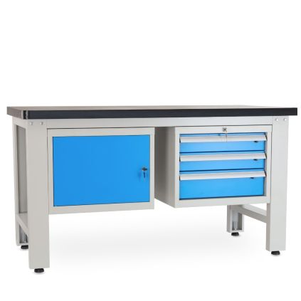Dílenský stůl Solid MDF-13, 150 cm, 2 závěsné boxy, černá