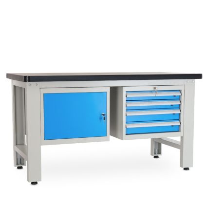 Dílenský stůl Solid MDF-14, 150 cm, 2 závěsné boxy, černá