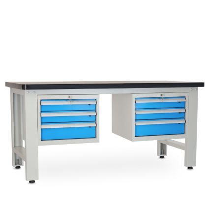 Dílenský stůl Solid MDF-33, 180 cm, 2 závěsné boxy, černá