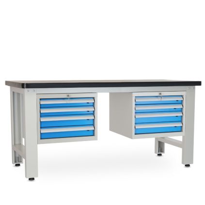 Dílenský stůl Solid MDF-44, 180 cm, 2 závěsné boxy, černá
