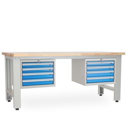 Dílenský stůl Solid OAK-44, 210 cm, 2 závěsné boxy, dub