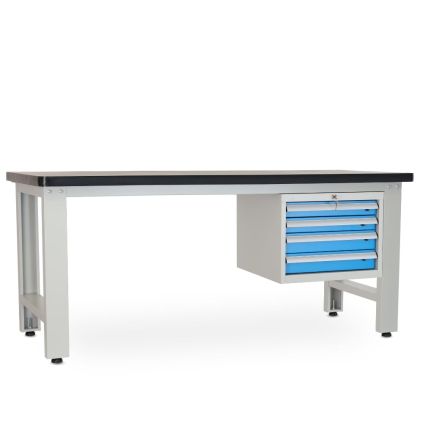 Dílenský stůl Solid MDF-04, 210 cm, závěsný box, černá