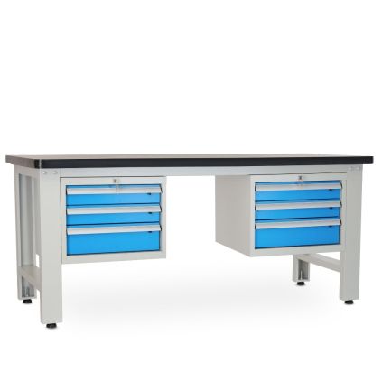 Dílenský stůl Solid MDF-33, 210 cm, 2 závěsné boxy, černá