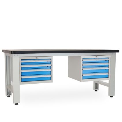 Dílenský stůl Solid MDF-44, 210 cm, 2 závěsné boxy, černá