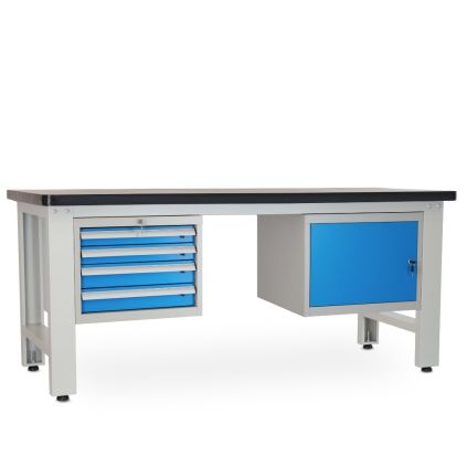 Dílenský stůl Solid MDF-41, 210 cm, 2 závěsné boxy, černá