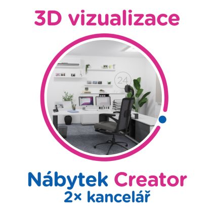 3D vizualizace Creator: 2× kancelář, max. 12 pracovních míst