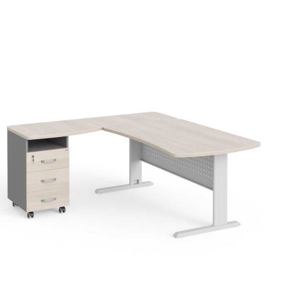 Rohové pracovní místo Manager 180 x 160 cm, levé, akát světlý / šedá