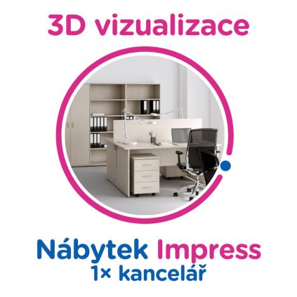 3D vizualizace Impress: 1× kancelář,  max. 6 pracovních míst