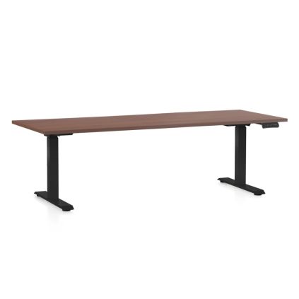 Výškově nastavitelný stůl OfficeTech D, 200 x 80 cm, černá podnož, ořech (výprodej)