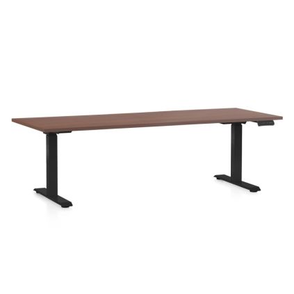 Výškově nastavitelný stůl OfficeTech C, 200 x 80 cm, černá podnož, ořech (výprodej)