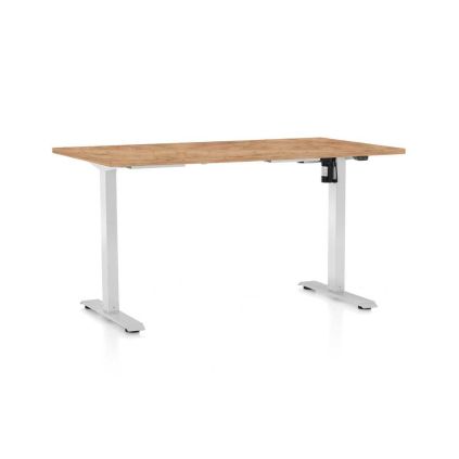 Výškově nastavitelný stůl OfficeTech A, 120 x 80 cm, bílá podnož, dub kraft
