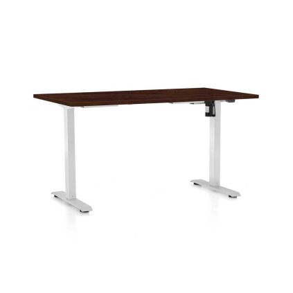 Výškově nastavitelný stůl OfficeTech A, 120 x 80 cm, bílá podnož, wenge