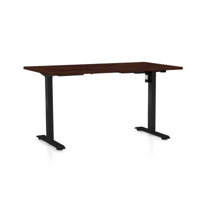 Výškově nastavitelný stůl OfficeTech A, 120 x 80 cm, černá podnož, wenge