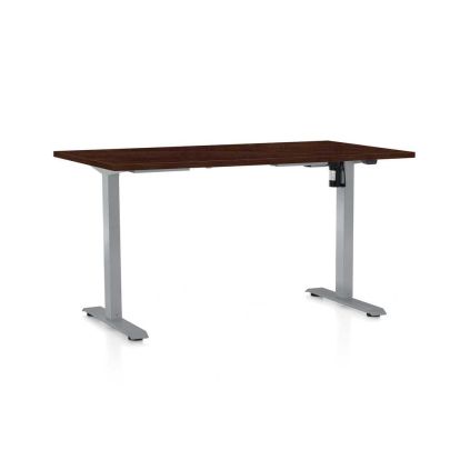 Výškově nastavitelný stůl OfficeTech A, 120 x 80 cm, šedá podnož, wenge