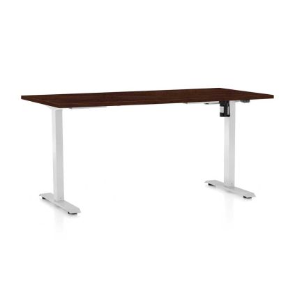 Výškově nastavitelný stůl OfficeTech A, 160 x 80 cm, bílá podnož, wenge