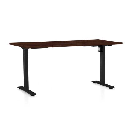 Výškově nastavitelný stůl OfficeTech A, 160 x 80 cm, černá podnož, wenge
