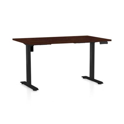 Výškově nastavitelný stůl OfficeTech B, 120 x 80 cm, černá podnož, wenge