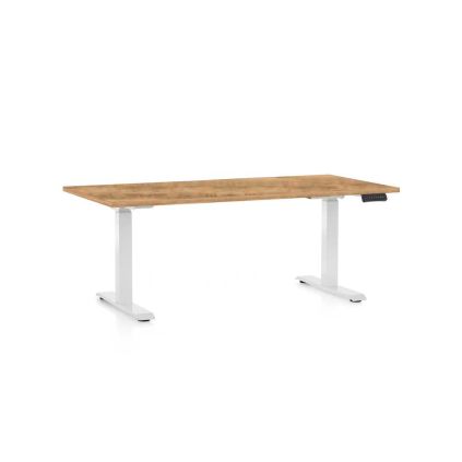 Výškově nastavitelný stůl OfficeTech C, 160 x 80 cm, bílá podnož, dub zlatý