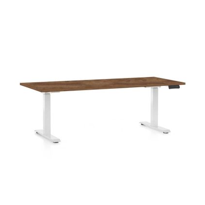 Výškově nastavitelný stůl OfficeTech C, 180 x 80 cm, bílá podnož, dub silverjack