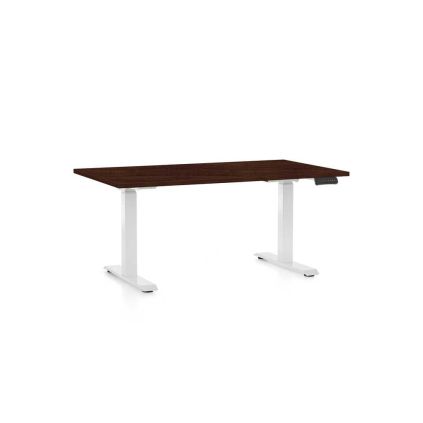 Výškově nastavitelný stůl OfficeTech D, 120 x 80 cm, bílá podnož, wenge