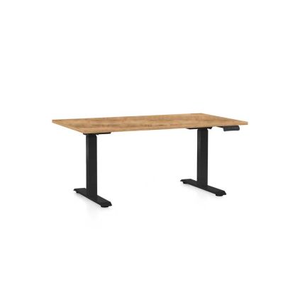 Výškově nastavitelný stůl OfficeTech D, 120 x 80 cm, černá podnož, dub zlatý