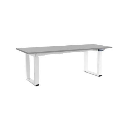 Výškově nastavitelný stůl OfficeTech Strong 200 x 80 cm, bílá podnož, světle šedá
