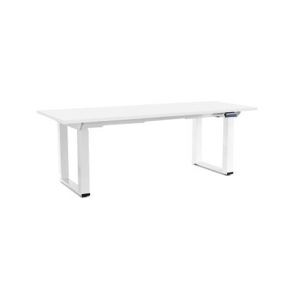 Výškově nastavitelný stůl OfficeTech Strong 200 x 80 cm, bílá podnož, bílá