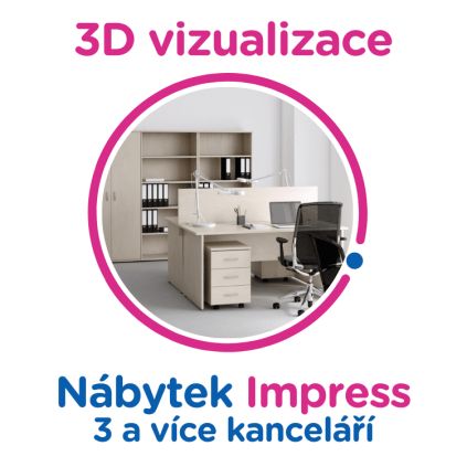 3D vizualizace Impress: 3 a více kanceláří, 12 a více prac. míst