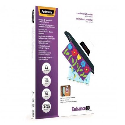 Laminovací fólie Fellowes 80 mic A4, samolepící - 100 ks, lesk