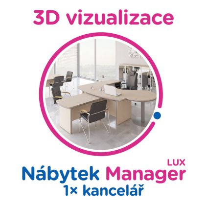 3D vizualizace Manager LUX: 1× kancelář,  max. 6 pracovních míst