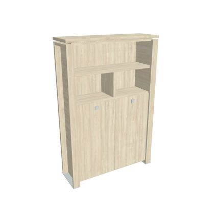 Vysoká šatní skříň Verno+ 140 x 46 x 210 cm, s regálem, akát