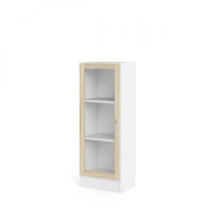 Skříň Bask 40,6 x 28,3 x 107,2 cm, dveře sklo, bílá / dub sonoma