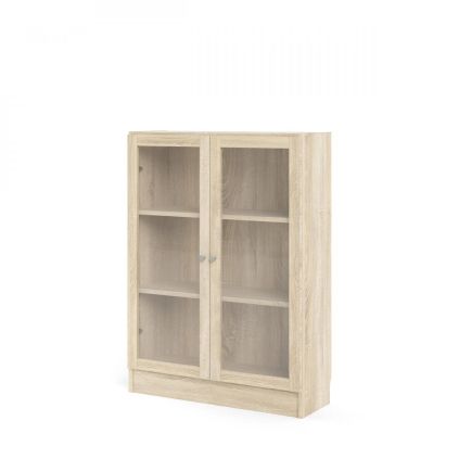 Skříň Bask 79 x 28,3 x 107,2 cm, dveře sklo, dub sonoma