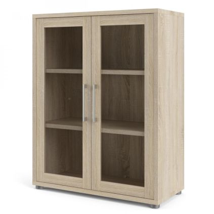 Skříň Modulo 89 x 40 x 113 cm, dveře sklo, dub sonoma / čirá