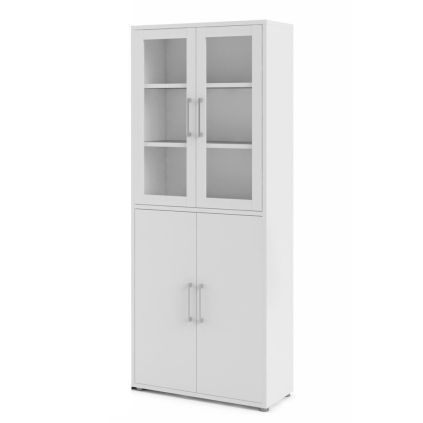 Skříň Modulo 89 x 40 x 221,5 cm, dveře kombi, bílá / čirá