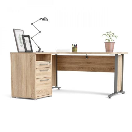 Rohové pracovní místo Modulo 159 x 150,5 cm, dub sonoma / šedá