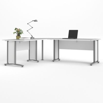 Rohové pracovní místo Modulo 200 x 230 cm, bílá / šedá